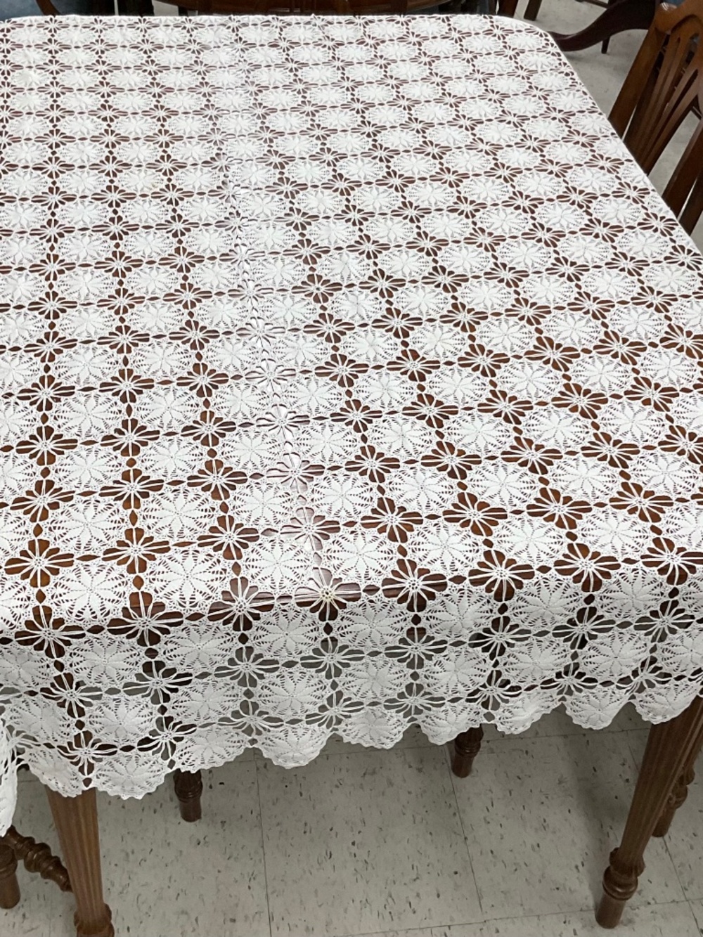 Hand Crochet Tablecloth. 52”X80”